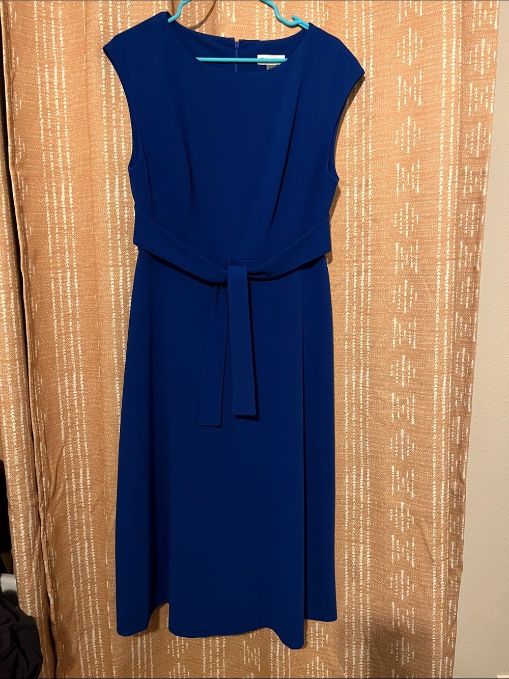 Calvin Klein Cobalt Blue Midi Dress with Tie Waist